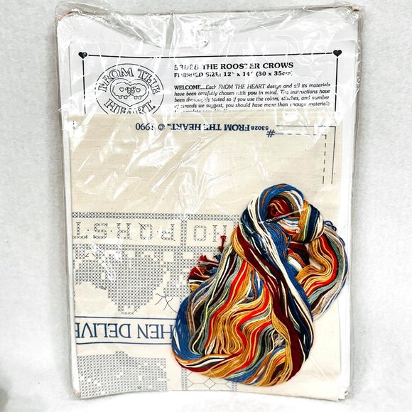 Vintage Dimensions Stamped Cross Stitch Kit "The Rooster Crows" - New/Sealed - Picture 4 of 6